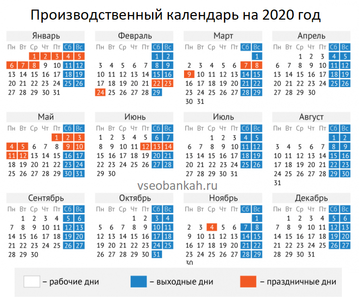 Производственный календарь на 2020 год